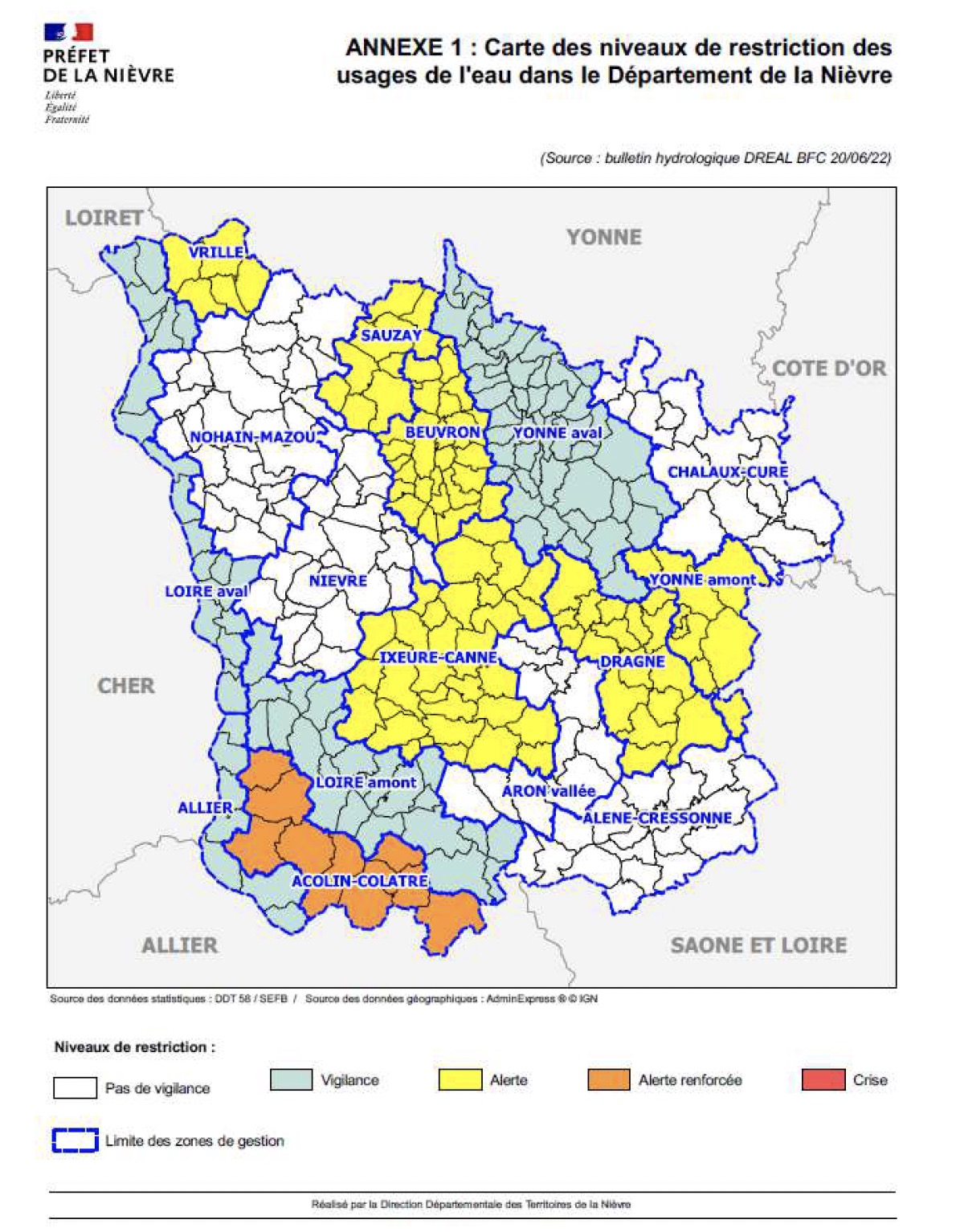 Eau : nouvelles restrictions dans la Nièvre